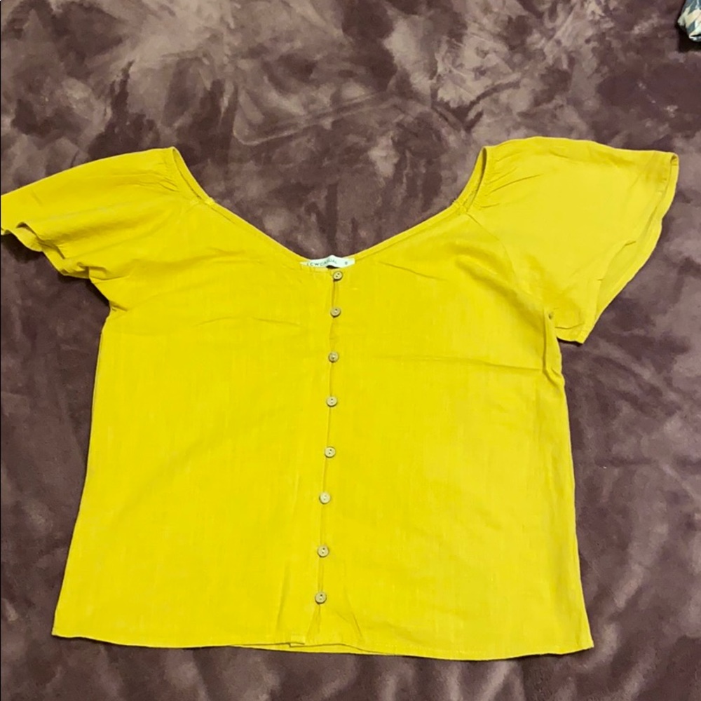 Mustard color, button down blouse, Small size